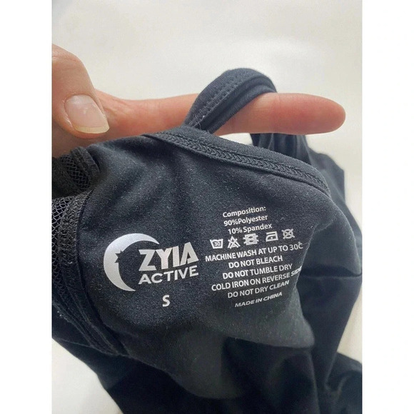 Zyia Active Black Mesh Racerback Round Hem Tank Top Woman’s size S - Picture 5 of 7